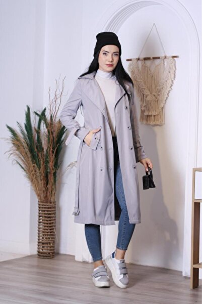 Jamila Mevsimlik Astarlı Kadın Uzun Trençkot-kap