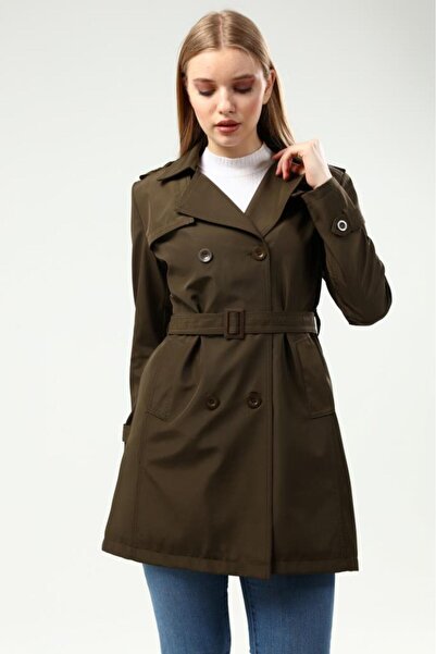 Jamila Kadın Büyük Beden Astarlı Trençkot Kap