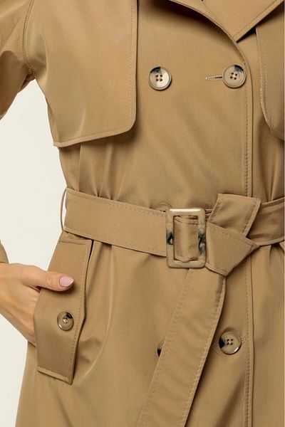 Jamila Double Pocket Seasonal Bondit Fabric Long Women's Trench Coat
