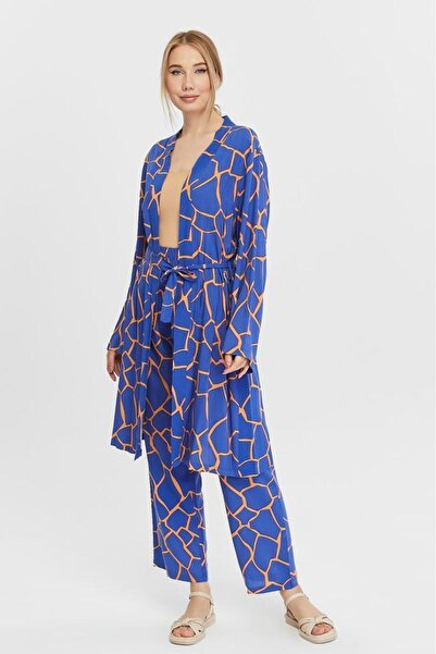 Jamila Renkli Ikili Takım Kadın Kimono