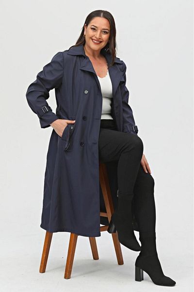 Jamila Long Plus Size Women's Lined Trench Coat