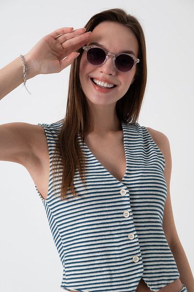 Aqua Di Polo 1987 Golden Hour Transparent Unisex Round Sunglasses APSI002411--47 Length