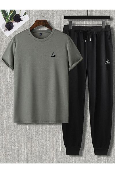 Sweetline Ufo Logo Smoked T-Shirt Black Sweatpants Jogger- Print Bottom Top Sweatpants Set Oversize Bicycle Yak