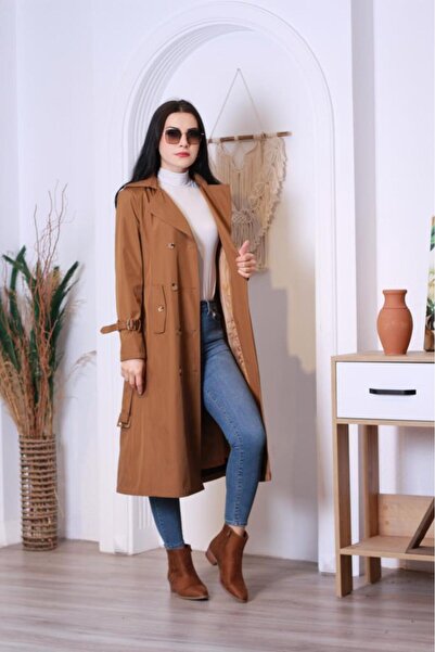 Jamila Mevsimlik Astarlı Kadın Uzun Trençkot-kap