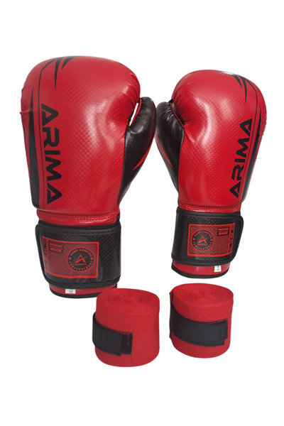 ARIMA Arıma Carbon-2 Boks-Kick Boks - Muay Thai Eldiveni (10oz-12oz) + Bandaj Set