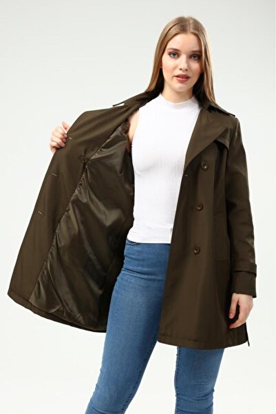 Jamila Kadın Büyük Beden Astarlı Trençkot Kap