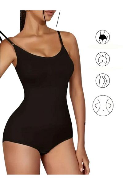 MİSTİRİK Mamey Knitted Fabric Structured Sports Corset with Snap Fasteners (Zibin) Black Color2