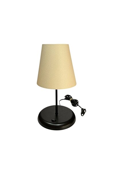 CONANA Lyris - Pvc Lampshade, Mini Table Lamp (Ecru Head, Black Leg)