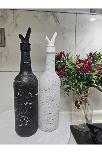 Hane Ikili Granit Desenli Siyah Ve Beyaz Mat Boyalı Cam Yağlık Sirkelik 750cc