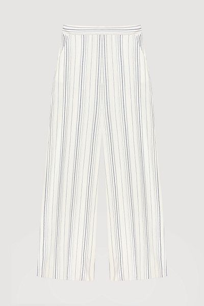 Quzu Pinstripe High Waist Trousers Ecru