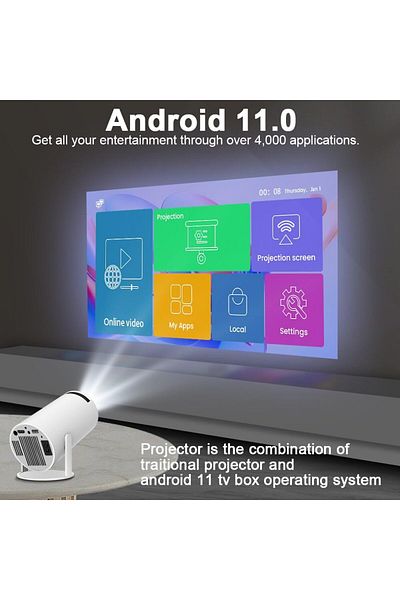 Soof Mini Projector 4k Portable With Stunning Clarity Android 11.0 Full Hd 1080p