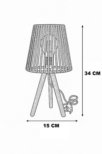 CONANA Three Leg Mini Wooden Lampshade (Ecru Macrame Rope Headboard)