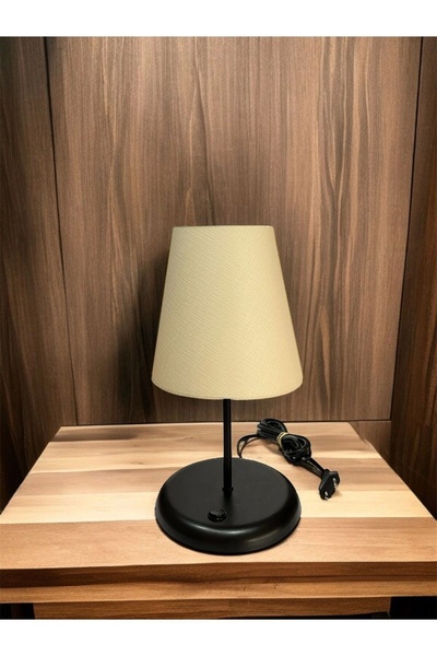 CONANA Lyris - Pvc Lampshade, Mini Table Lamp (Ecru Head, Black Leg)