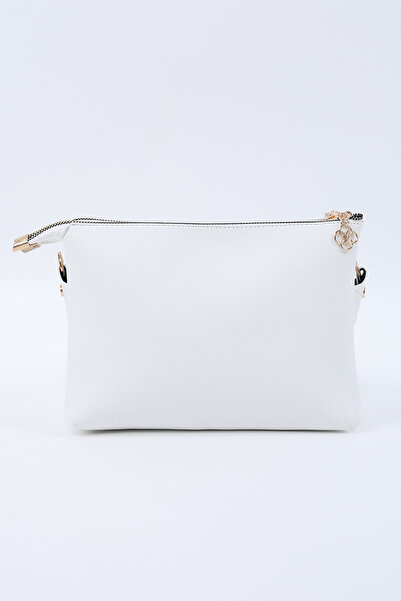 SHAKA White Shk226 Faux Leather, Zippered 3 Compartment Hand, Arm and Shoulder Bag