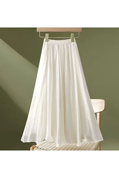 NALINCI İpek Şifon Etek Astarlı Lastikli Kloş Etek 98cm