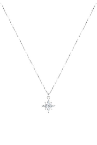 Nenalina Dámský náhrdelník s hvězdou, astro přívěskem, třpytivým spirituálem a krystaly ze sterlingového stříbra 925