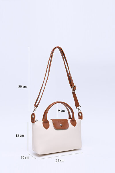 SHAKA Κρέμα - Tan Shk135 Faux Leather Μονόχωρο Διπλό λουράκι Χέρι, Μπράτσο και Σταυρός Τσάντα ώμου L:13 E:22 W:10 c