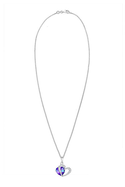 ELLI Dámský náhrdelník s přívěskem ve tvaru srdce a krystalů ze sterlingového stříbra 925, délka 45 cm