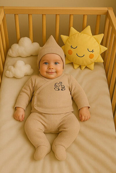 bebeqon Organik %100 Pamuk 5 li Hastane Çıkış Seti