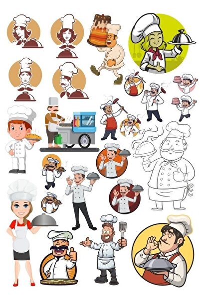 Reysa Tasarım مجموعة ملصقات Cook Chef-2 مكونة من 27 قطعة للهاتف والكمبيوتر ال...