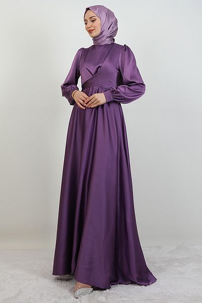 GİZ AGİYİM Rochie de seara cu brâu incrucisat liliac inchis
