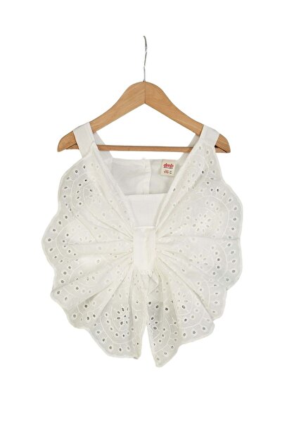 wakawakakidsstore White Fisto Bow Detailed Girl's Blouse