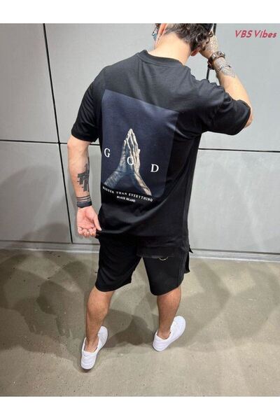 Sweetline Tricou negru cu imprimeu Oversize Only God unisex