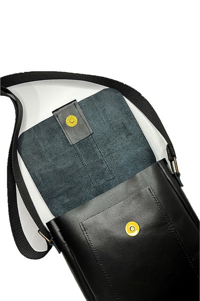 natderi Genuine Leather Unisex Shoulder and Messenger Bag - Black Color with Adjustable Strap 20X25 cm