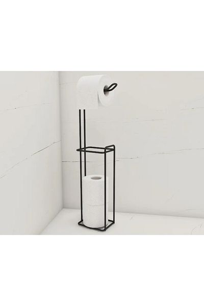 Alper Banyo Decorative Replacement Pedestal Toilet Paper Holder Matte Black