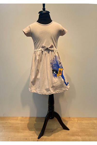 neocotton Κορίτσι - Φόρεμα από βαμβακερό χτενισμένο βαμβακερό εμπριμέ περίεργο και πουλί