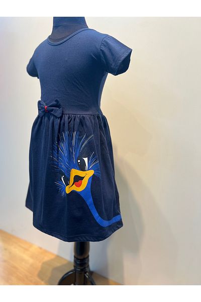 neocotton Curious Bird Printed Girl's Short Sleeve Combed Cotton Dress