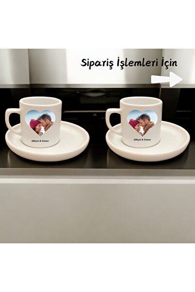 D&Y GAUDERY Kahve Fincanı Seti- Harf Ve İsimli-a Kalite 2'li Fotoraf Baskılı ...
