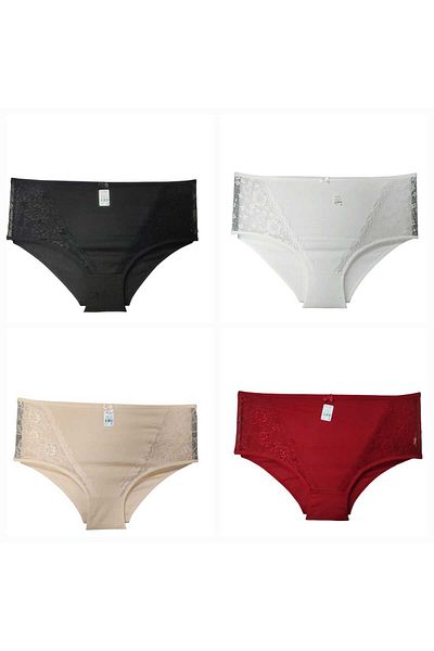 wear treasure HNX 4 bucăți din bumbac, în față și în spate, cu talie înaltă, chiloți pentru femei de mărime mare