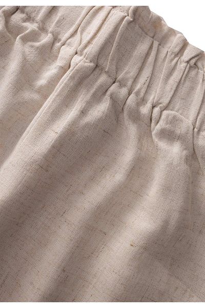 Cigit Ruffled Waist Loose Linen Pants 2-7 Years Old Natural