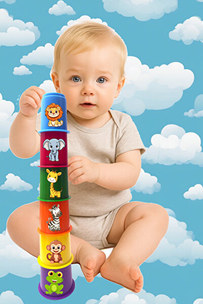 toysnet Sevimli Hayvanlar Bardak Kule Eğitici Sevimli Kule