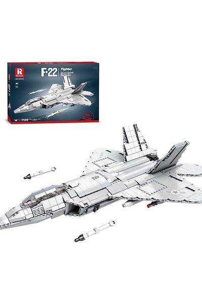 REOBRIX F-22 Fighter Jet, Technical Block Building Kit (1387 Parts)