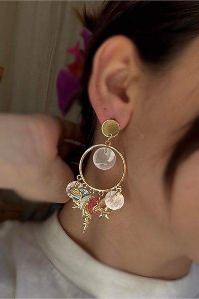 mos&more Mussel Star Dangle Beach Fashion Earrings for Women