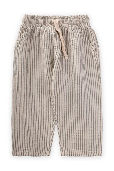 Cigit بنطلون موسلين أخضر رفيع مخطط - 1-7 سنوات