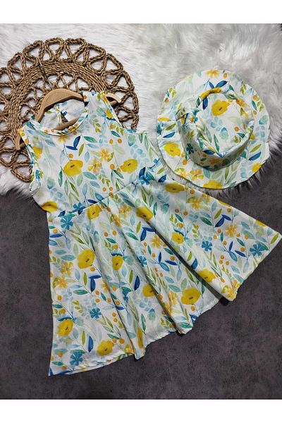 aden kids Set rochie și pălărie de vară pentru fete - set de 2 (4-12 ANI