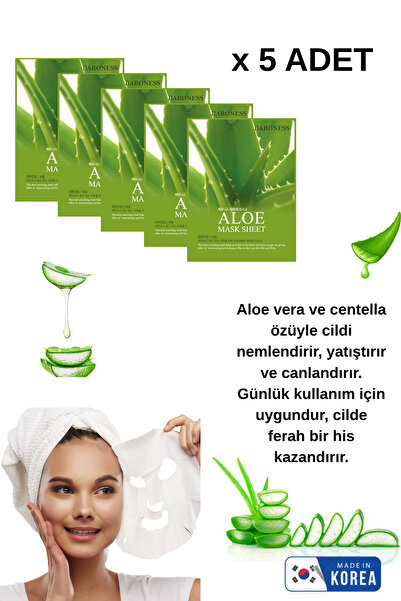 Baroness Aloe Vera Özlü Nemlendirici Yüz Maskesi 5 Adet Ikore