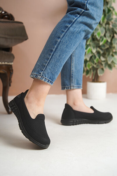 Krowaz Armour Kadın Siyah Günlük Ayakkabı, Anne Ayakkabısı, Babet, Spor Yürüy...