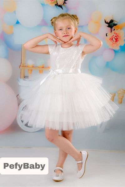 PefyBaby Girl's Special Occasion Birthday Evening Dress Wedding Sequin Tulle Dress