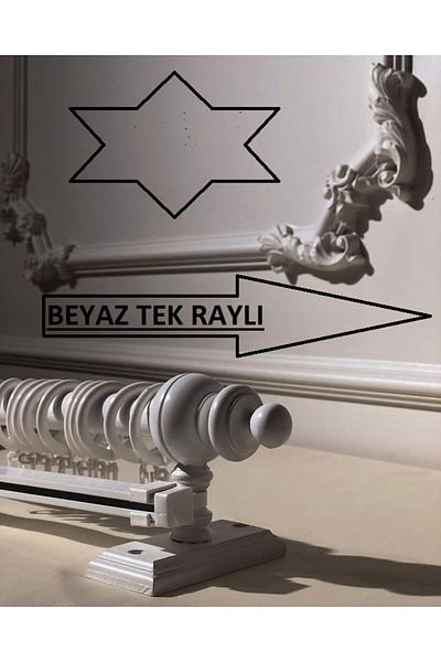 KİP PERDE & AKSESUARLARI Cortina Albă Rustică Umeraș și Set șină simplă 125 Cm