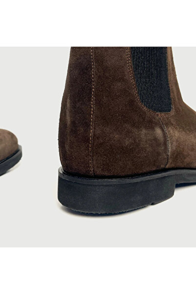 ELEVATION 7 Cm Boy Uzatan Gizli Topuklu Süet Chelsa Bot - Kahverengi Erkek Ayakkabı