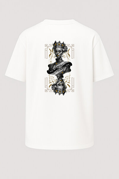 nirvoda تي شيرت للجنسين بطبعة الملكة مقاس كبير