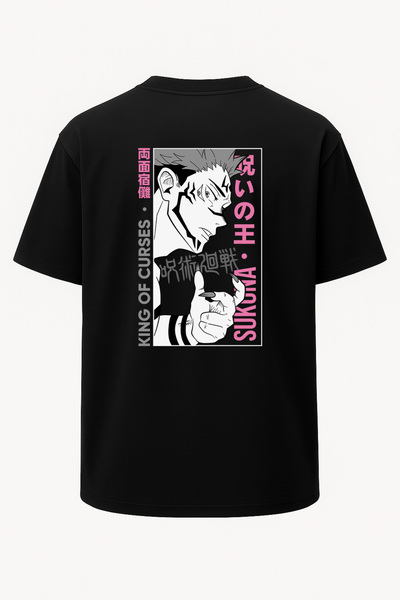 nirvoda Tricou supradimensionat unisex Sukuna Jujutsu Kaisen roz