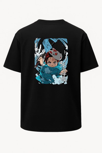 nirvoda Oversize Tanjiro Ice Breath Demon Slayer majica sa printom, unisex