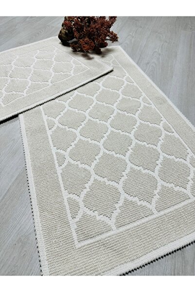 Çelsa Home Dora 2'li Koton Klozet Takımı Bukle Pamuklu Banyo Paspas Seti Krem