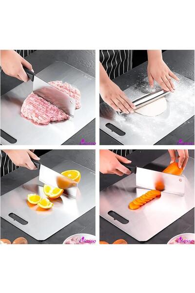 YEŞİLKÖY PAZARI Stainless Steel Cutting and Chopping Board Flush Leg Antibacterial, (304 Quality)