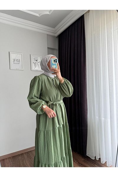 RFK Butik Rochie de damă Belinda Begonia cu curea în talie, verde